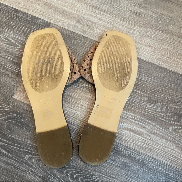 MARC FISHER Woven Jeremy Sandals Square Toe Studded Tan Flats Size 10 - Picture 6 of 7
